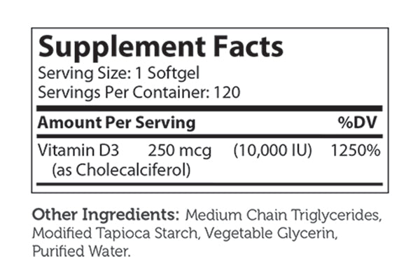 ויטמין D3 Softgels 10,000 IU