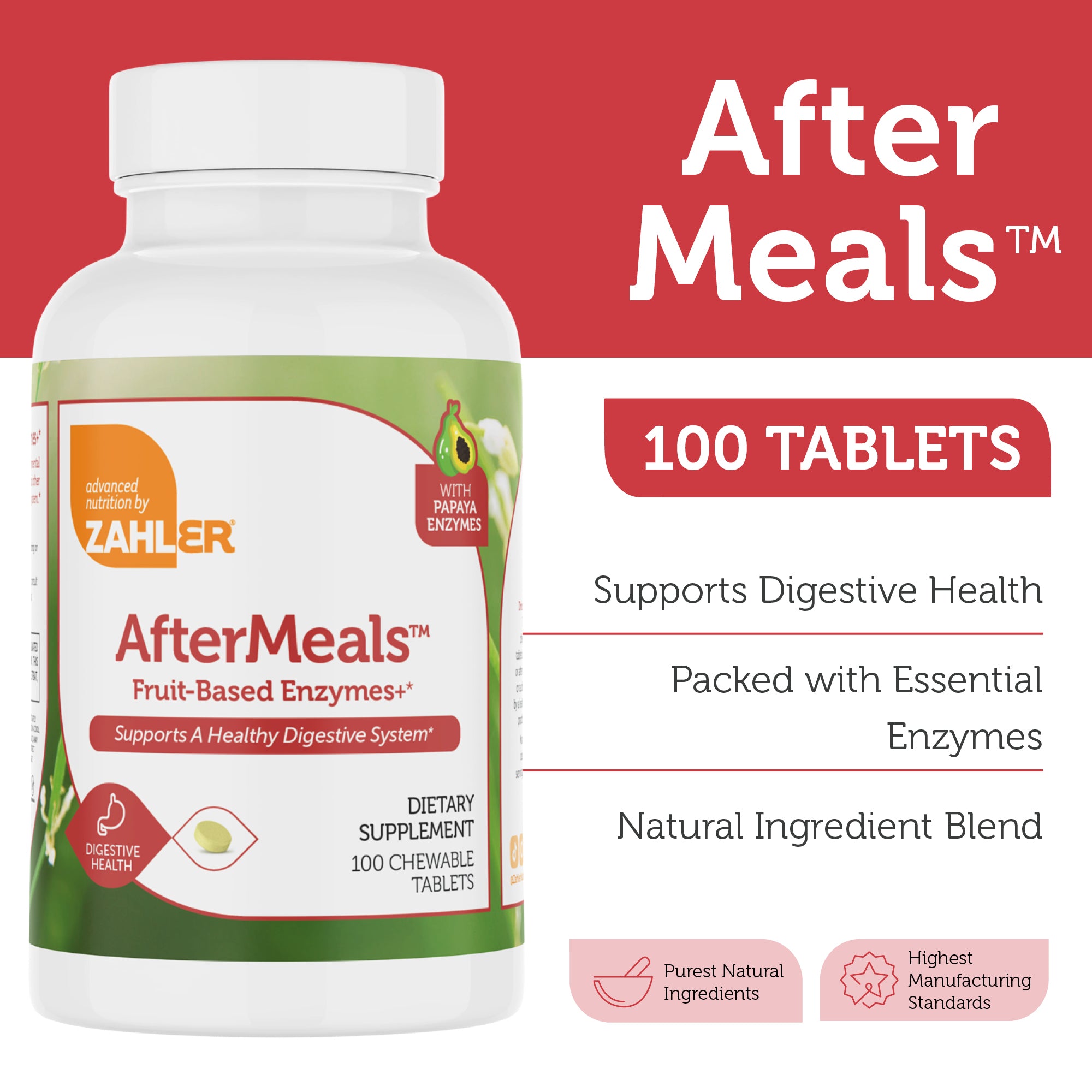 Zahler Aftermeals, Natural Antacid Chews Papaya Enzyme Chewable