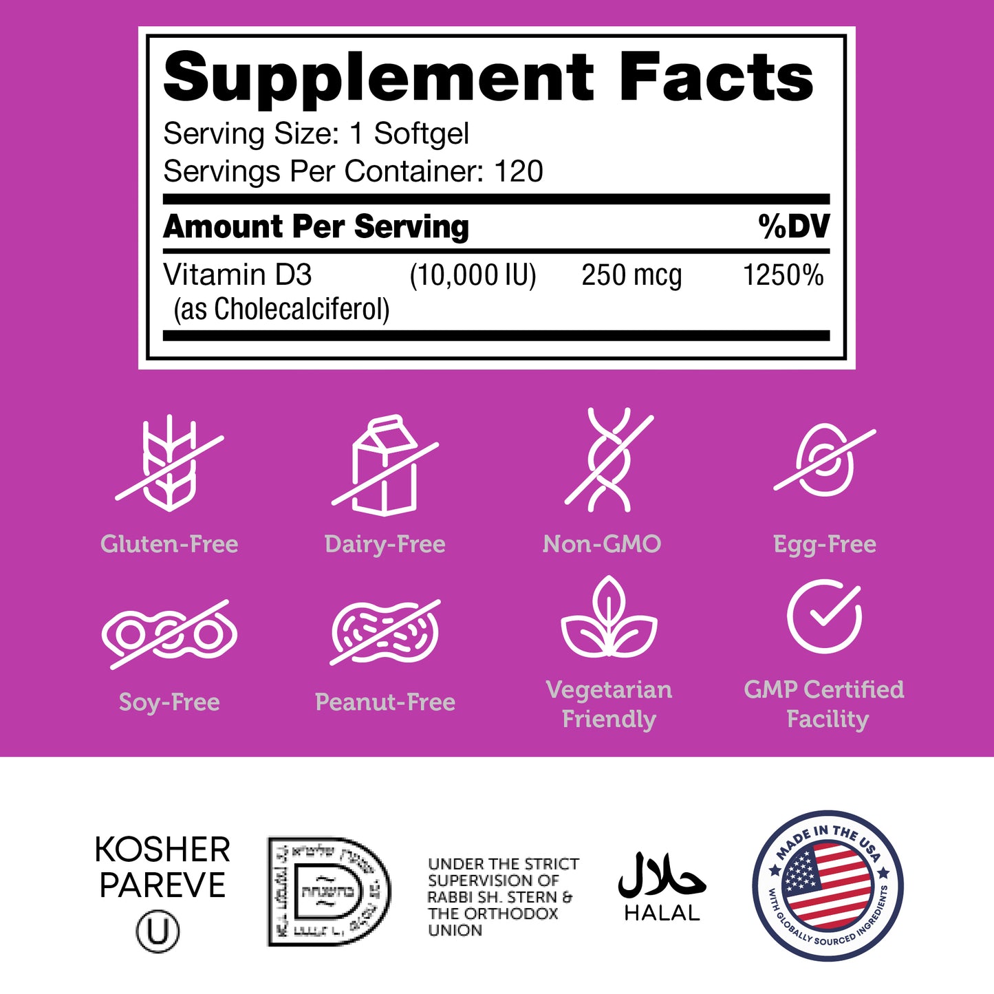 Vitamin D3 Softgels 10,000 IU