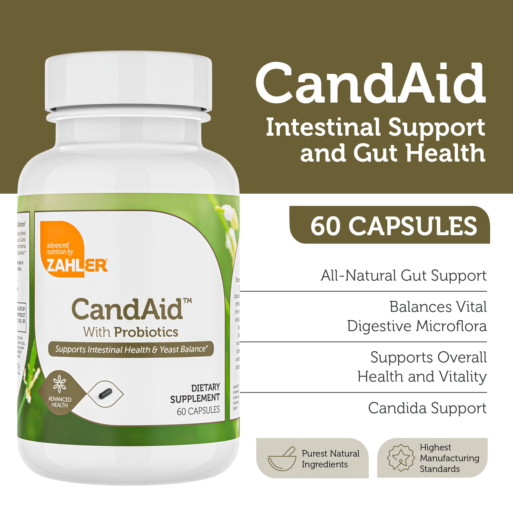 Canda キャンダ Zahler CandAid Digestive Health Supplement 2-Stage Timed Release