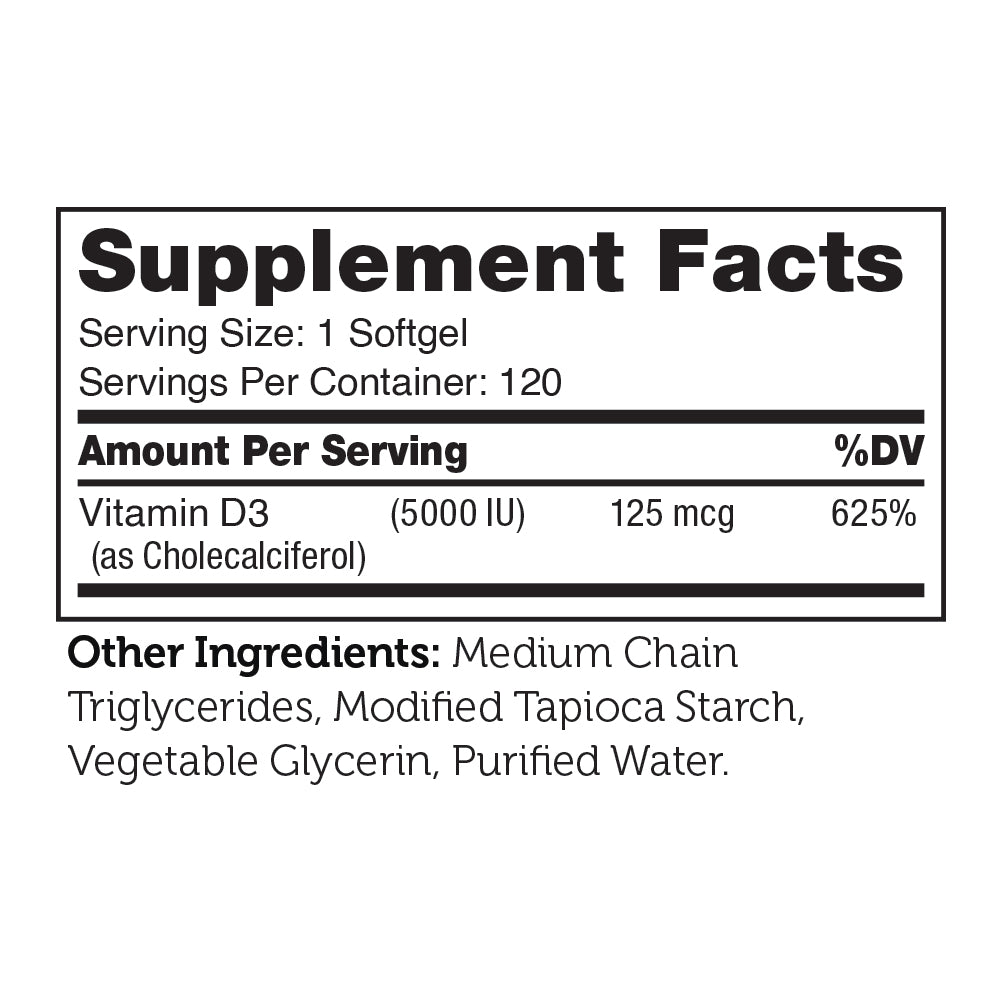 Vitamin D3 Softgels 5000 IU